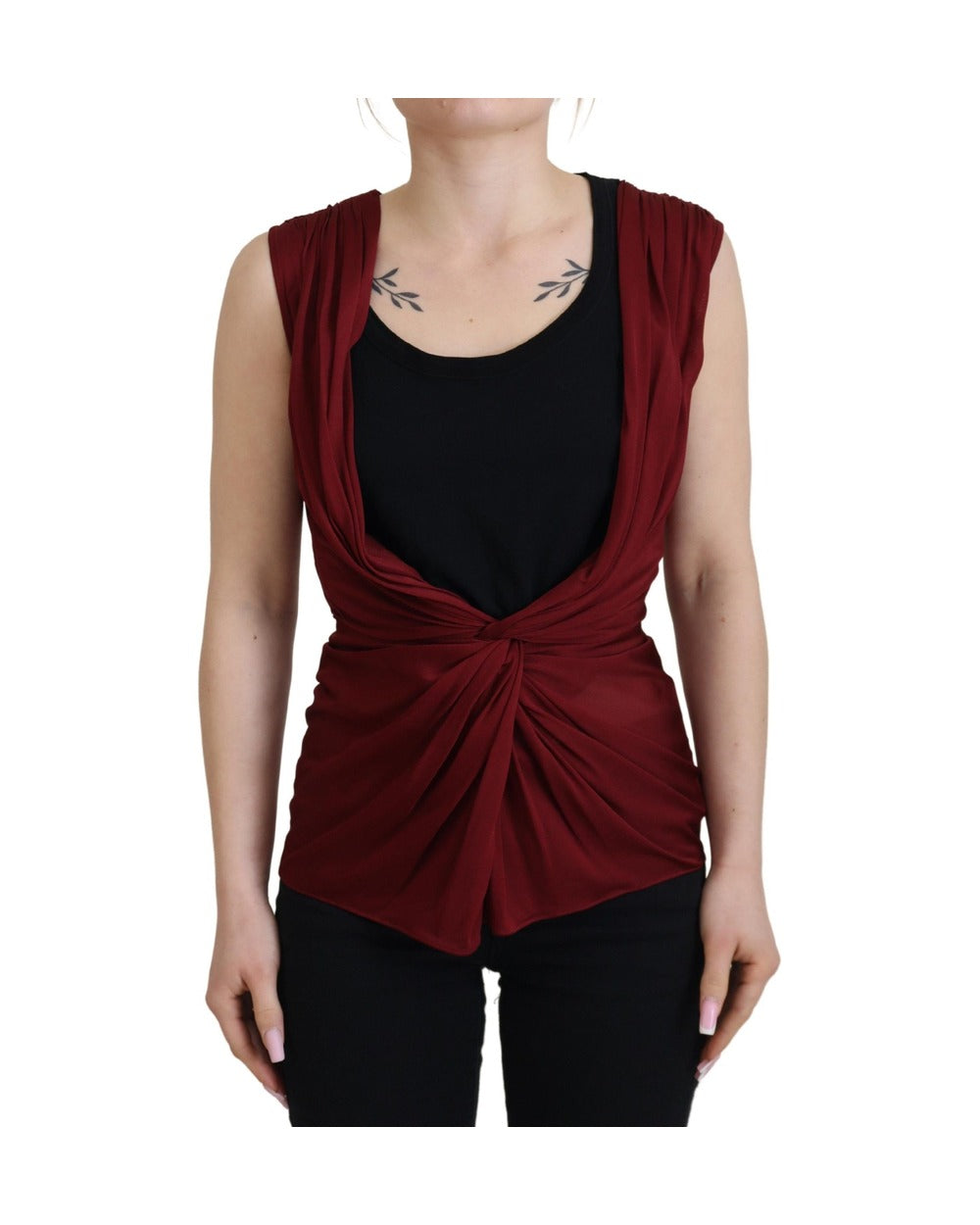 Dolce & Gabbana Bordeaux Silk Stretch Top Vest Blouse
