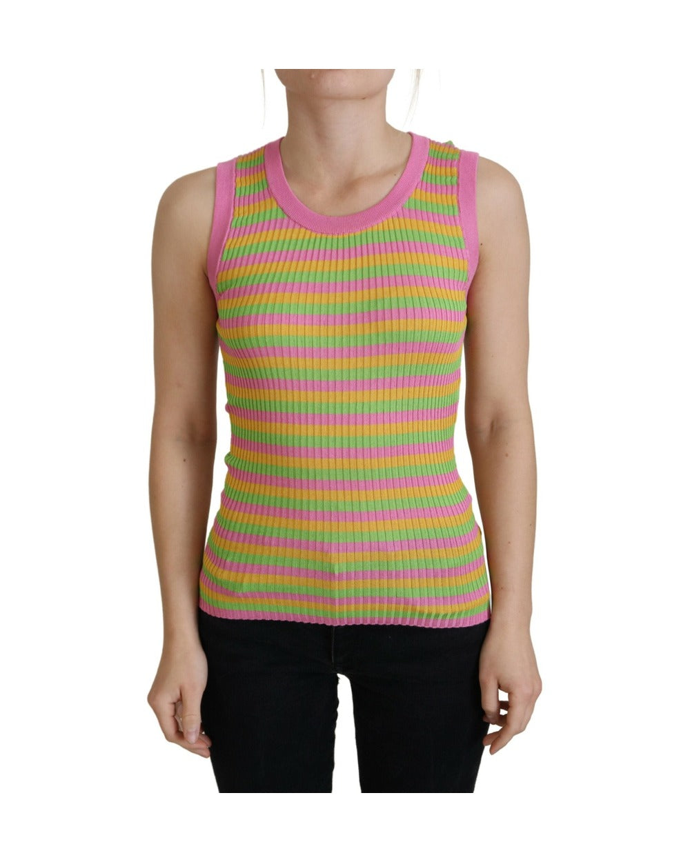 Dolce & Gabbana Multicolor Silk Vest Pullover Tank Top