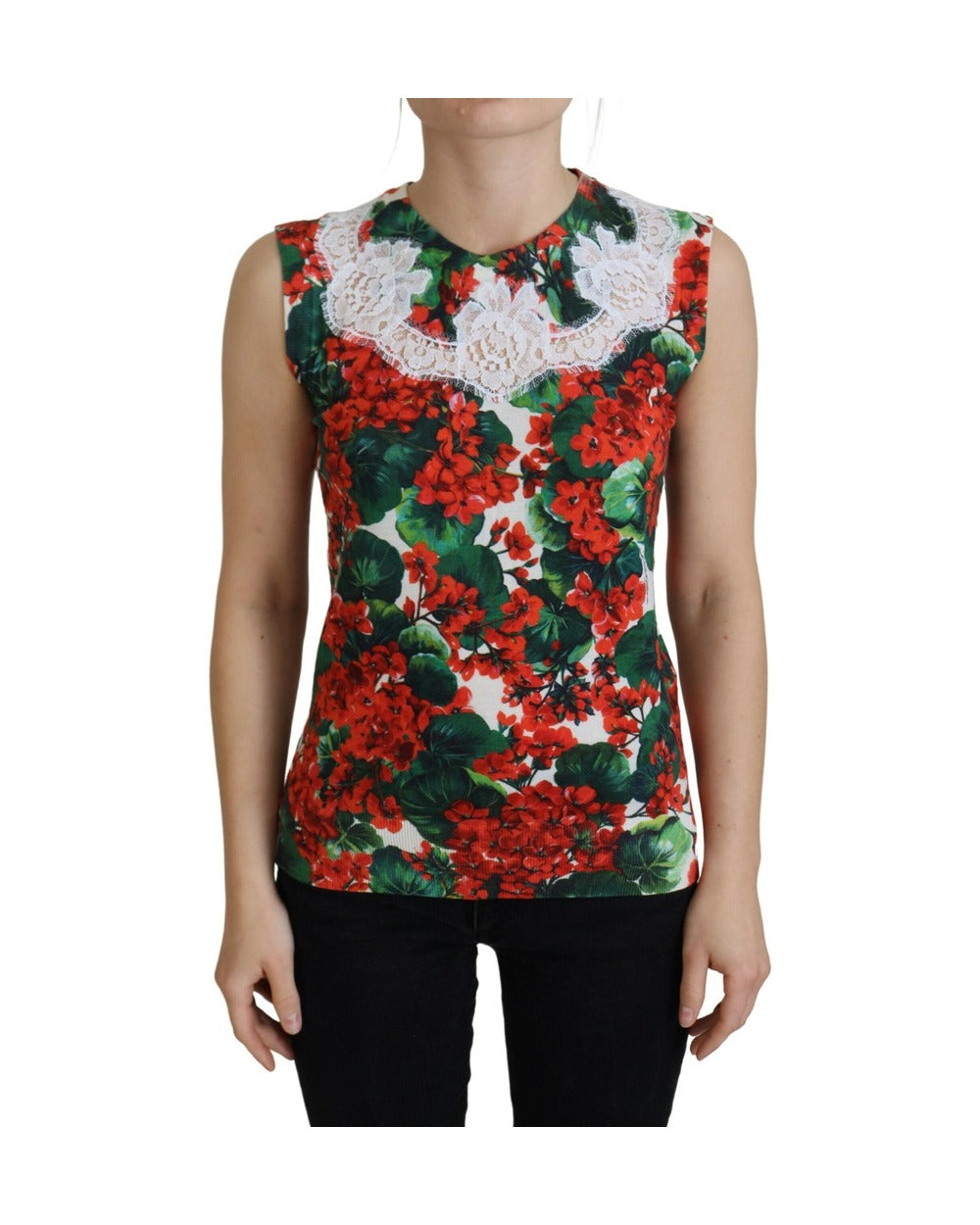 Dolce & Gabbana White Floral Wool Lace Vest Tank Top
