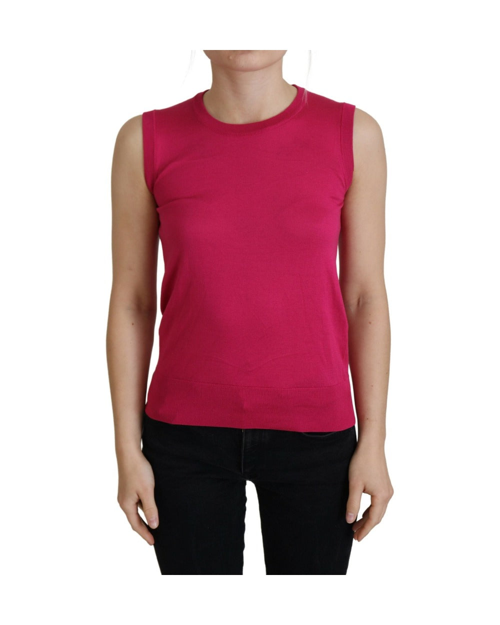 Dolce & Gabbana Pink Silk Vest Pullover Crewneck Tank Top