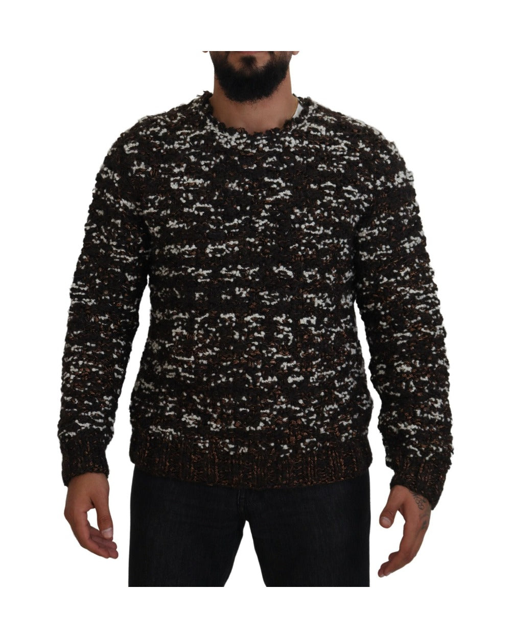 Dolce & Gabbana Brown Knitted Wool Fatto A Mano Sweater