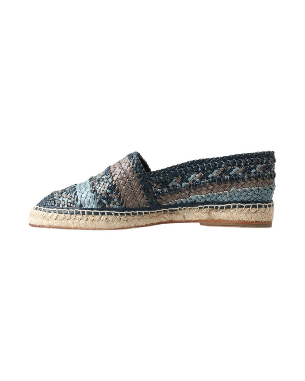 Dolce & Gabbana Blue Gray Leather Buffalo Espadrille Shoes