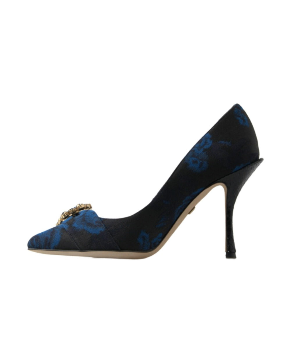 Dolce & Gabbana Blue Floral Ayers Crystal Pumps Shoes