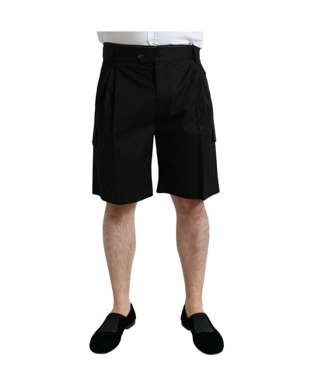 Dolce & Gabbana Black Cotton Stretch Cargo Bermuda Shorts