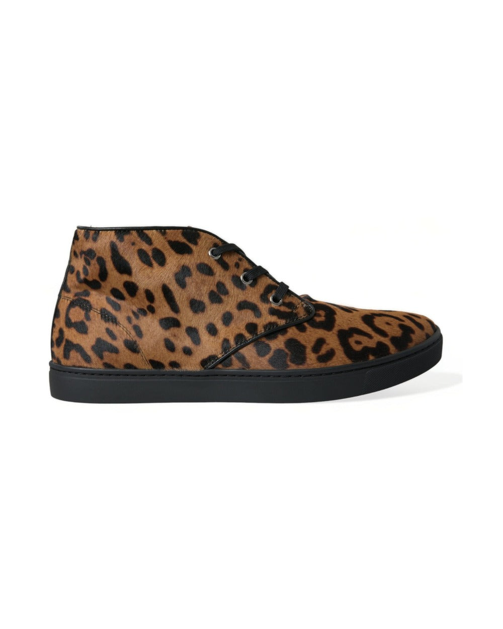 Dolce & Gabbana Brown Leopard Pony Hair Leather Sneakers Shoes