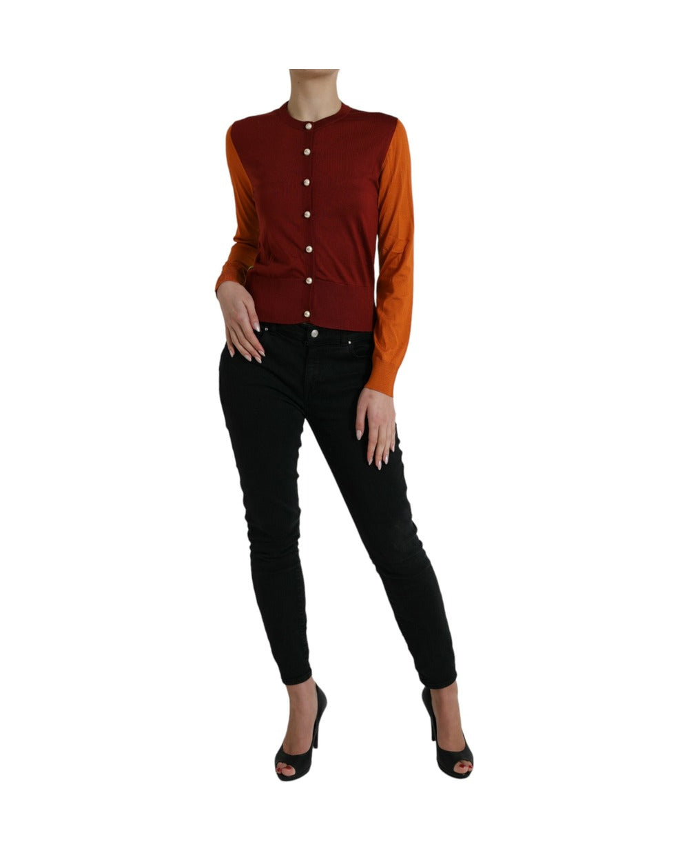 Dolce & Gabbana Multicolor Silk Crewneck Cardigan Sweater