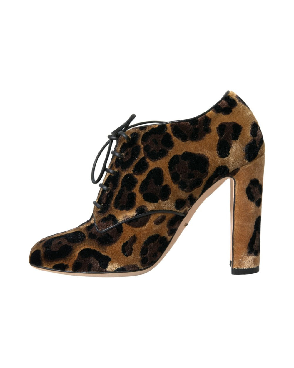 Dolce & Gabbana Brown Leopard Hair Lace Up Booties Shoes
