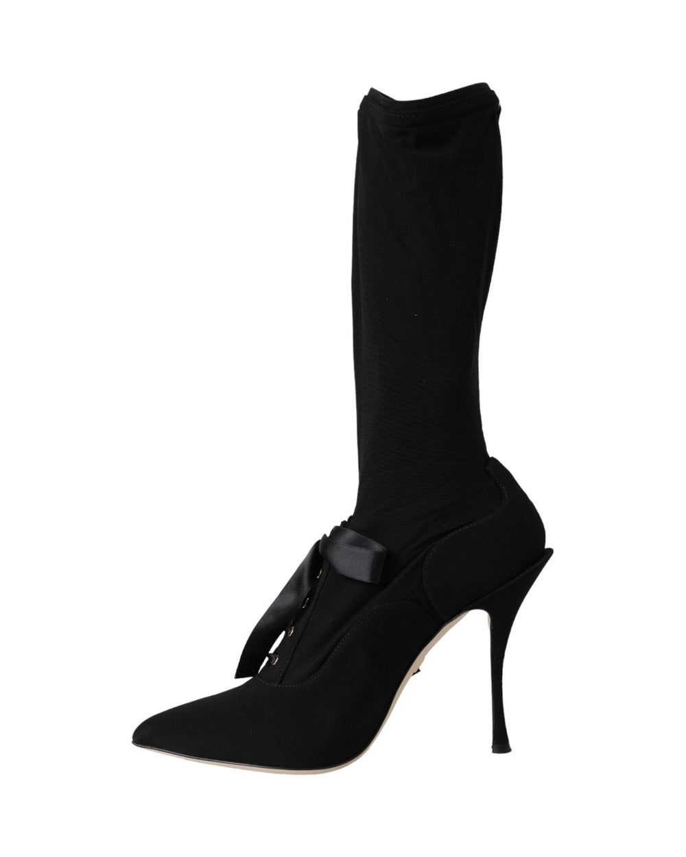 Dolce & Gabbana Black Stiletto Heels Mid Calf Boots Shoes