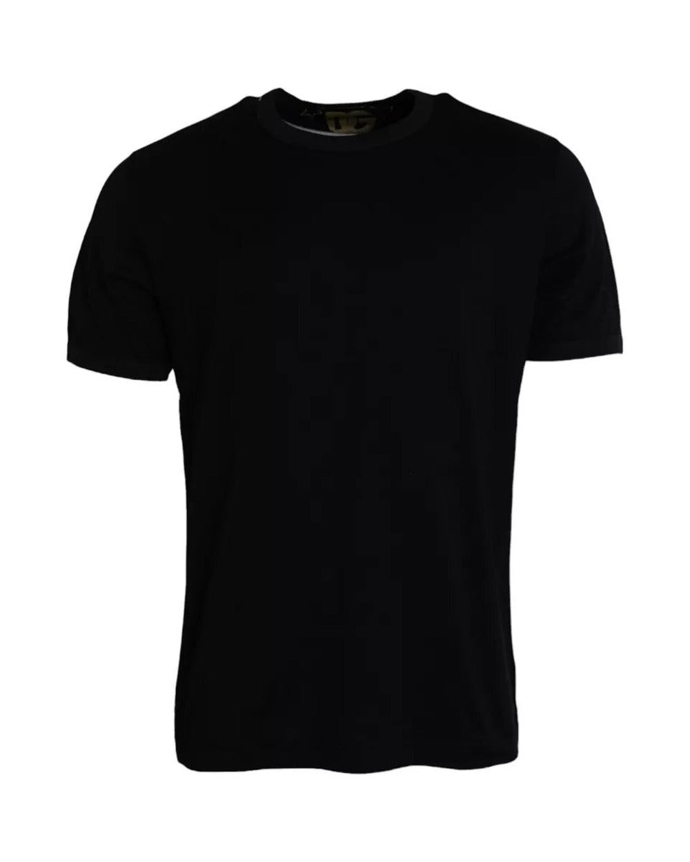 Dolce & Gabbana Black Cotton Round Neck Short Sleeves Men T-shirt