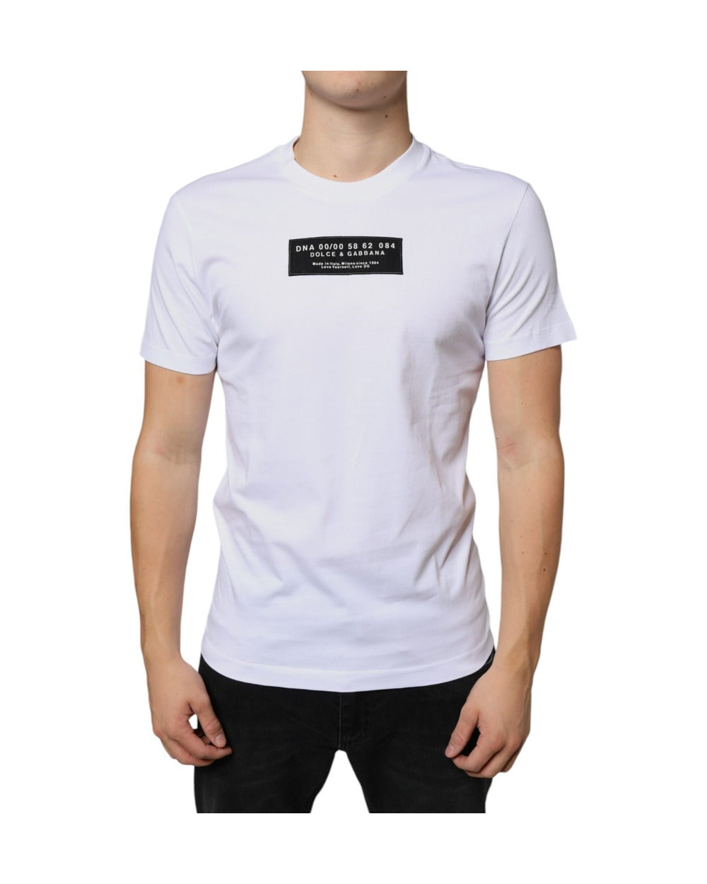 Dolce & Gabbana White Cotton DG Applique Casual T-shirt