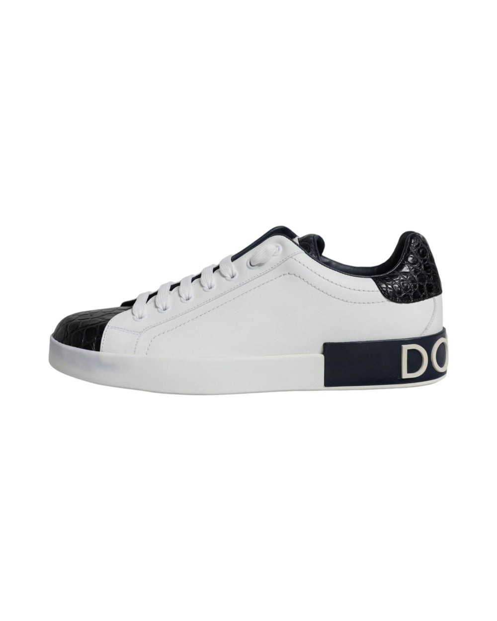 Dolce & Gabbana White Leather Logo Portofino Sneaker Shoes