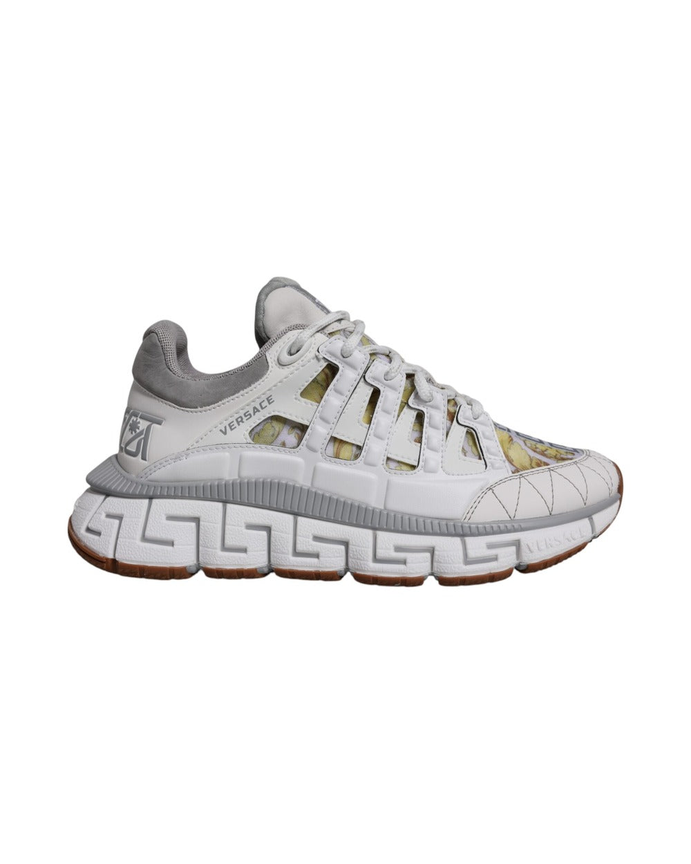 Versace White Trigreca Barocco Print Low Top Sneakers Shoes