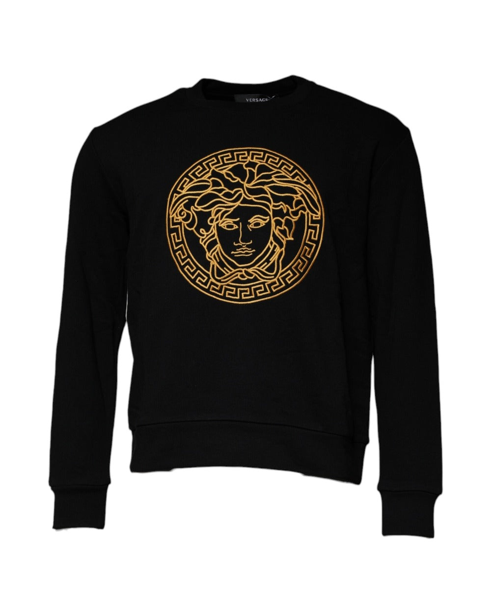 Versace Black Medusa Embroidery Crew Neck Pullover Sweater