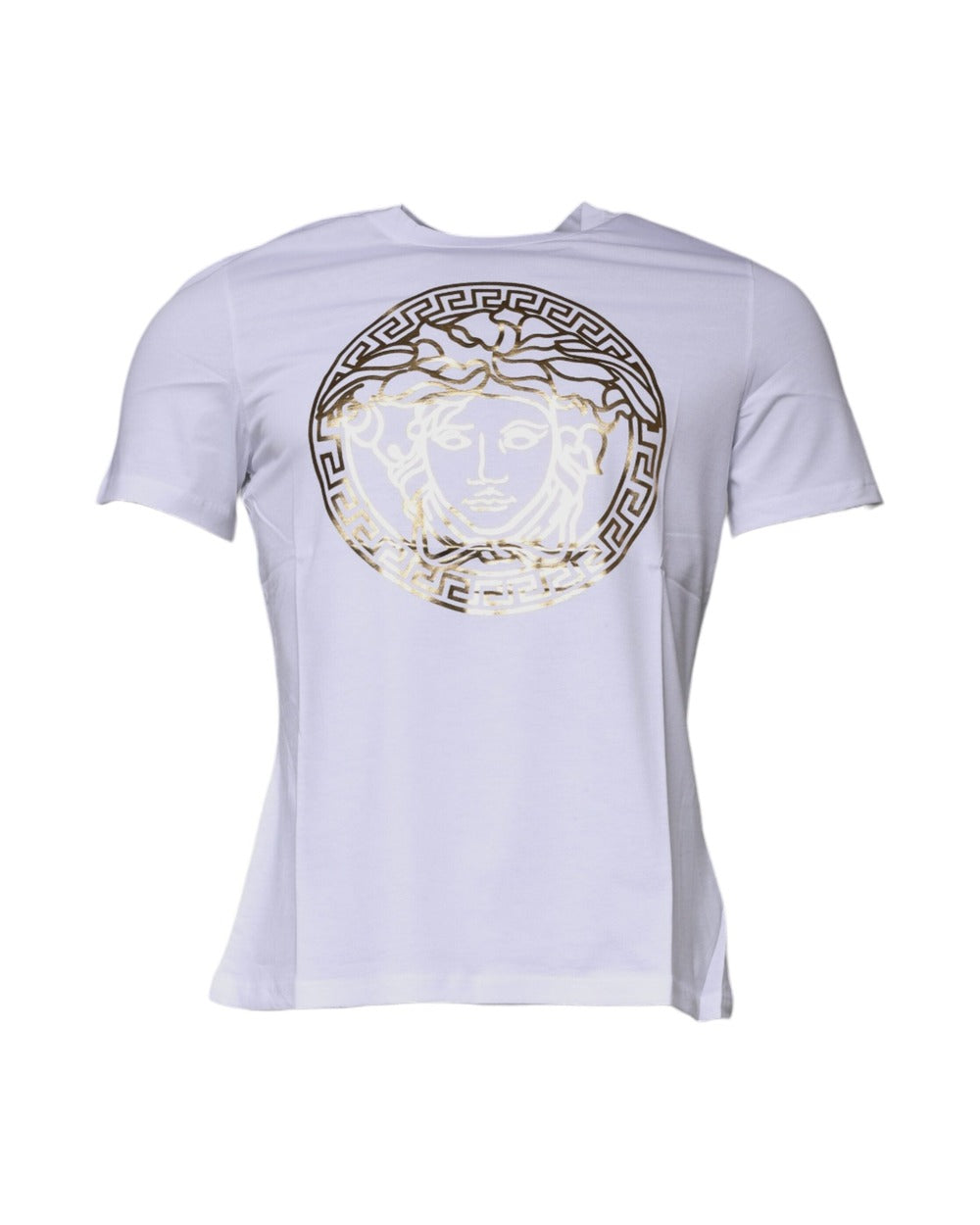 Versace White Medusa Print Cotton Crew Neck T-shirt