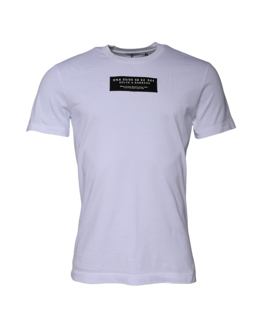 Dolce & Gabbana White Logo Print Cotton Crew Neck T-shirt