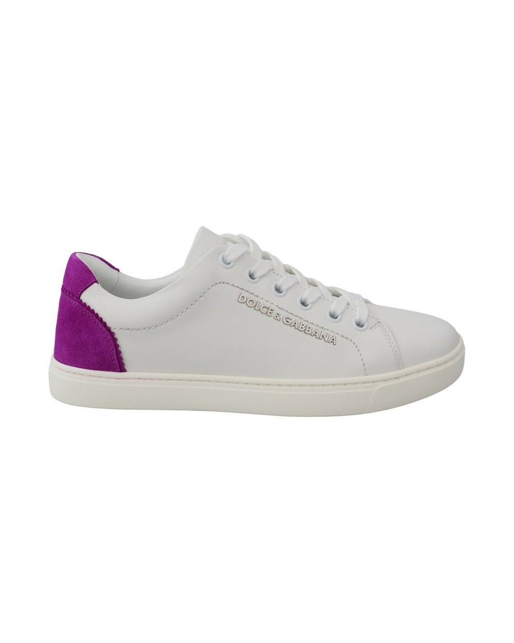 Dolce & Gabbana White Suede Leather Low Top Sneakers Shoes