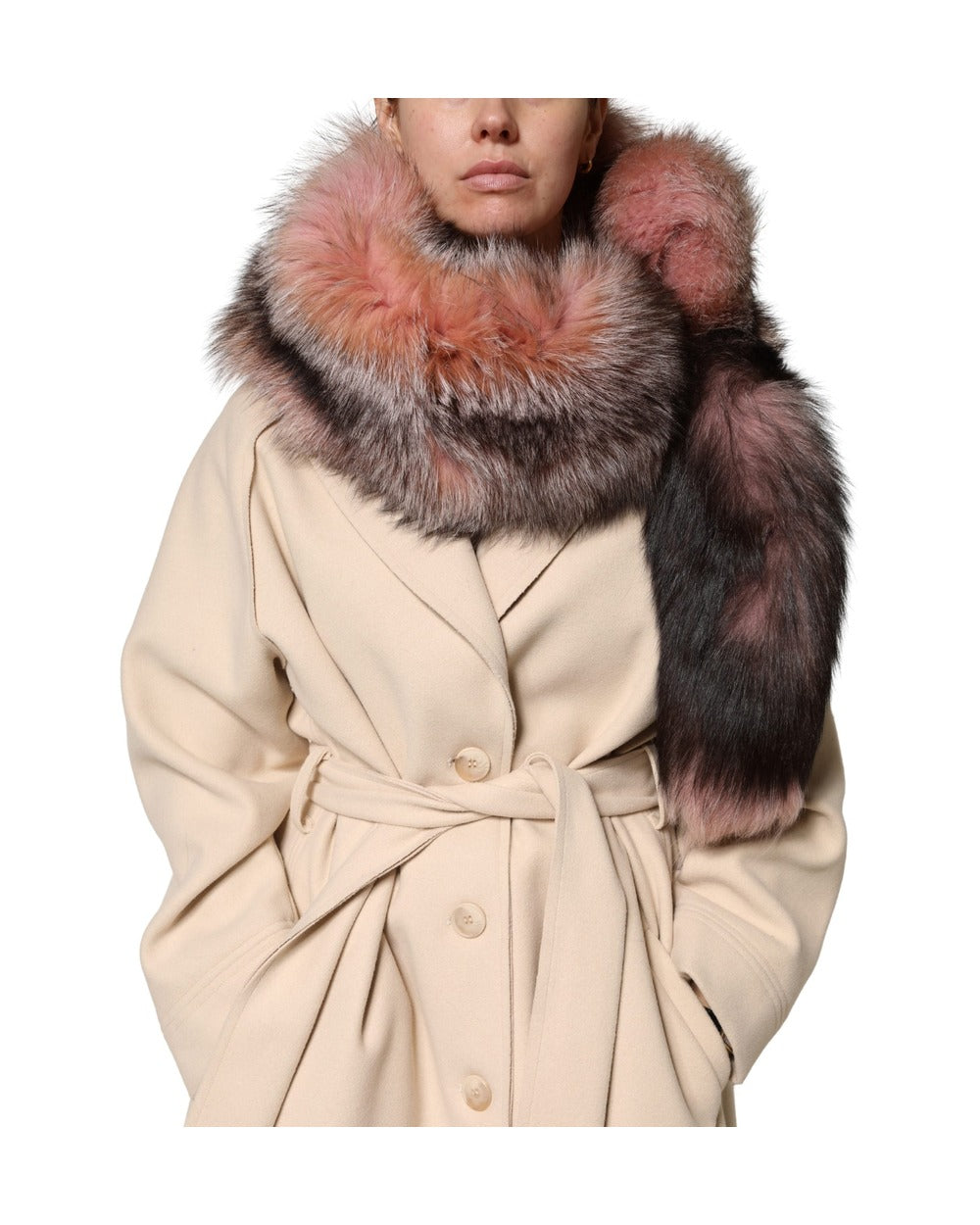 Dolce & Gabbana Pink Frost Fox Fur Neck Warmer Winter Scarf