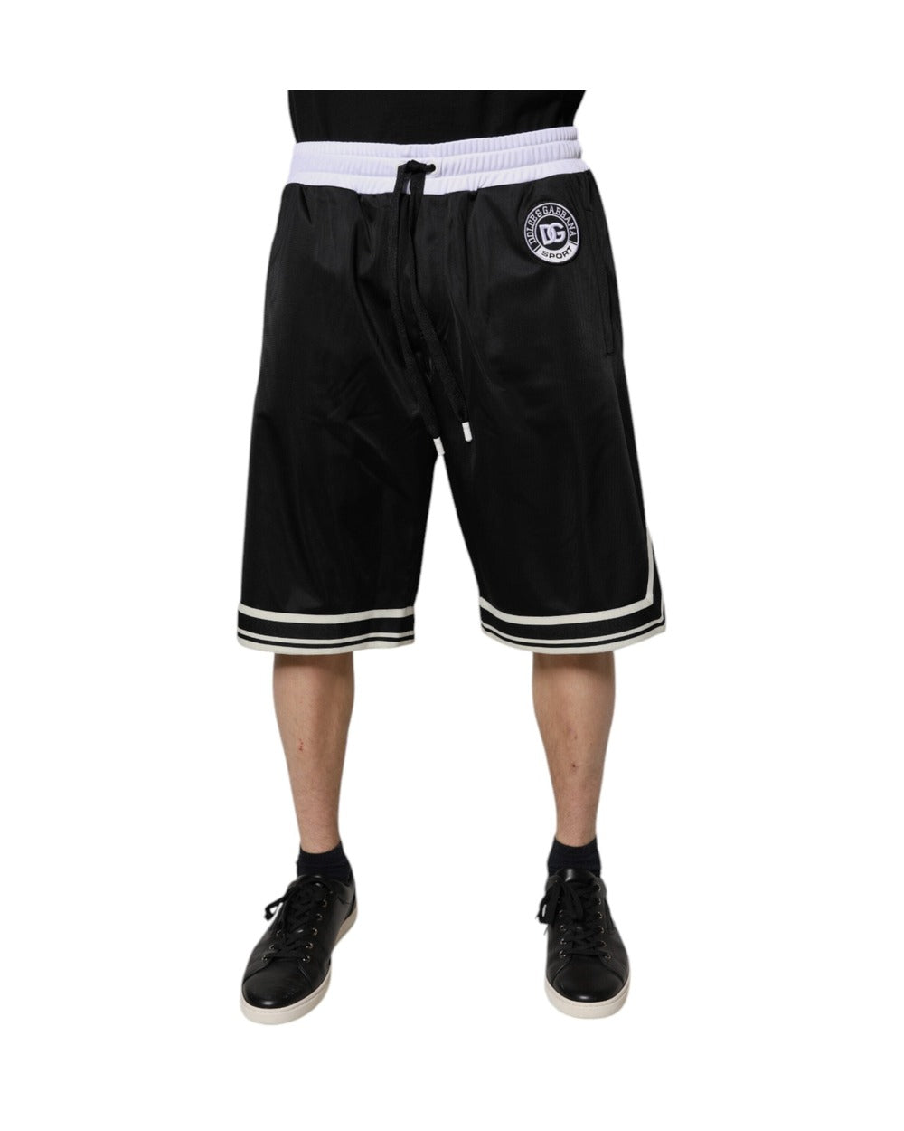 Dolce & Gabbana Black White Men Bermuda Sweatshorts Shorts