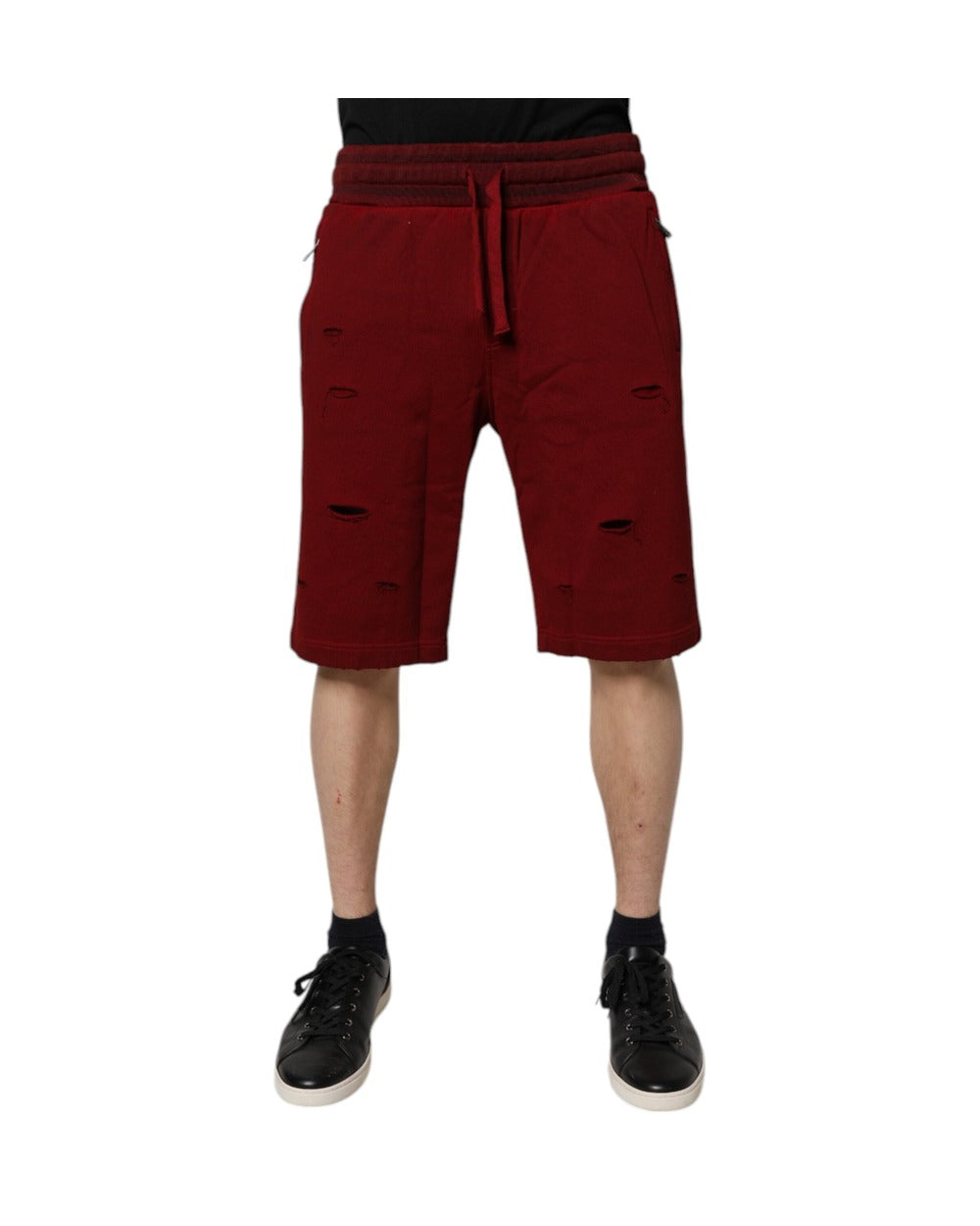 Dolce & Gabbana Maroon Rip Style Bermuda Sweatshorts Shorts