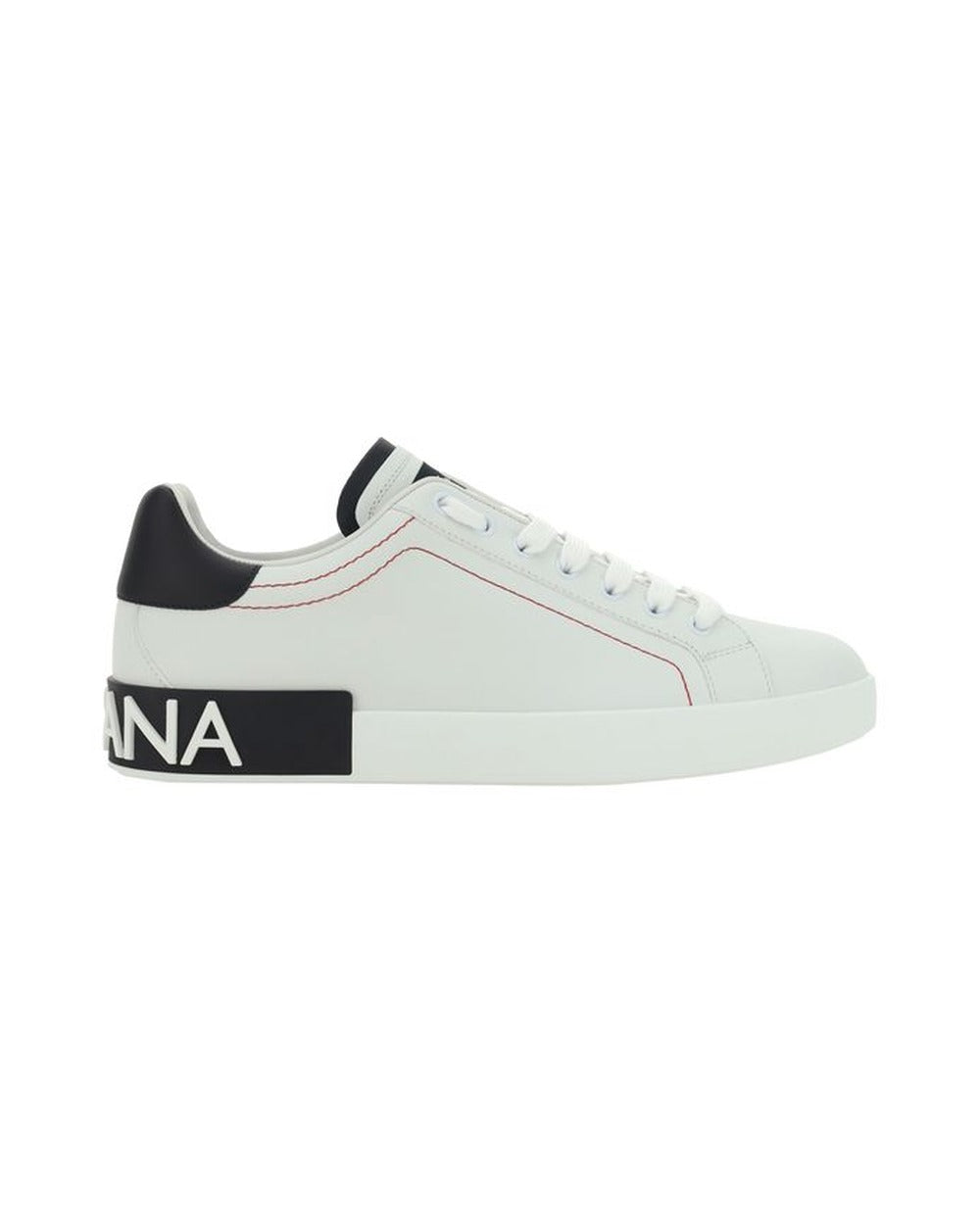 Dolce & Gabbana White Calf Leather Bos Taurus Low Top Sneakers