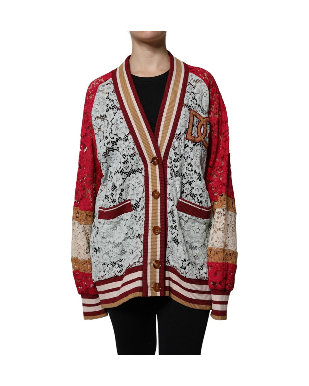 Dolce & Gabbana Multicolor Floral Lace Cardigan Sweater