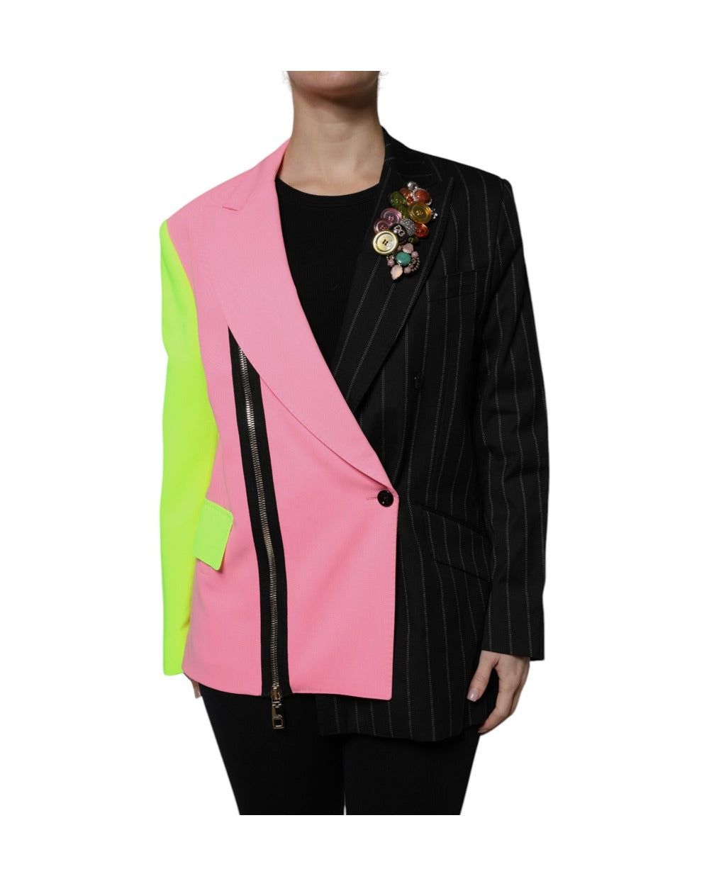 Dolce & Gabbana Multicolor Patchwork Embellished Coat Jacket