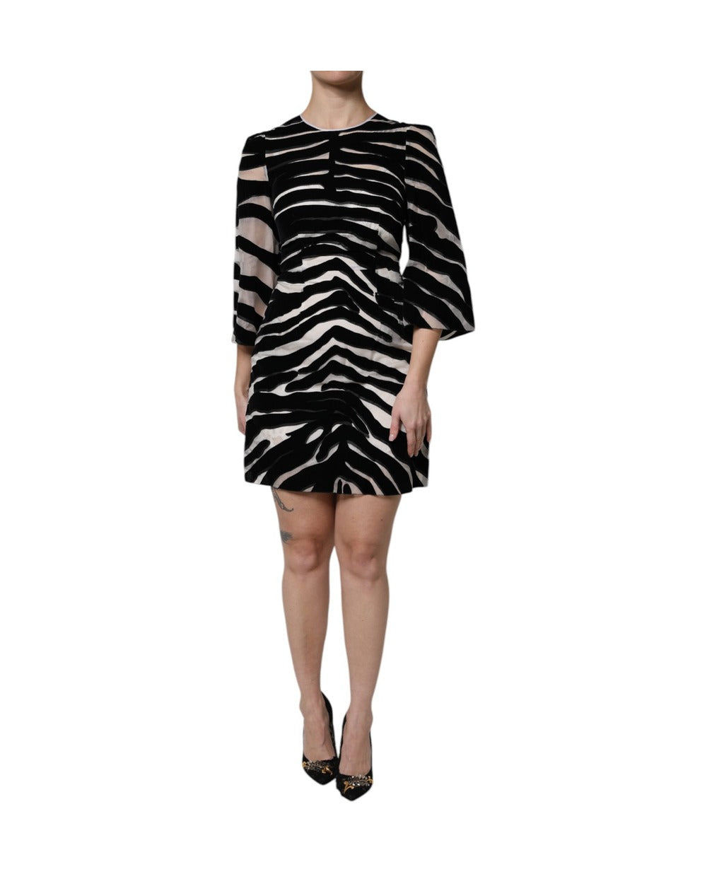 Dolce & Gabbana Black White Zebra A-line Sheath Mini Dress