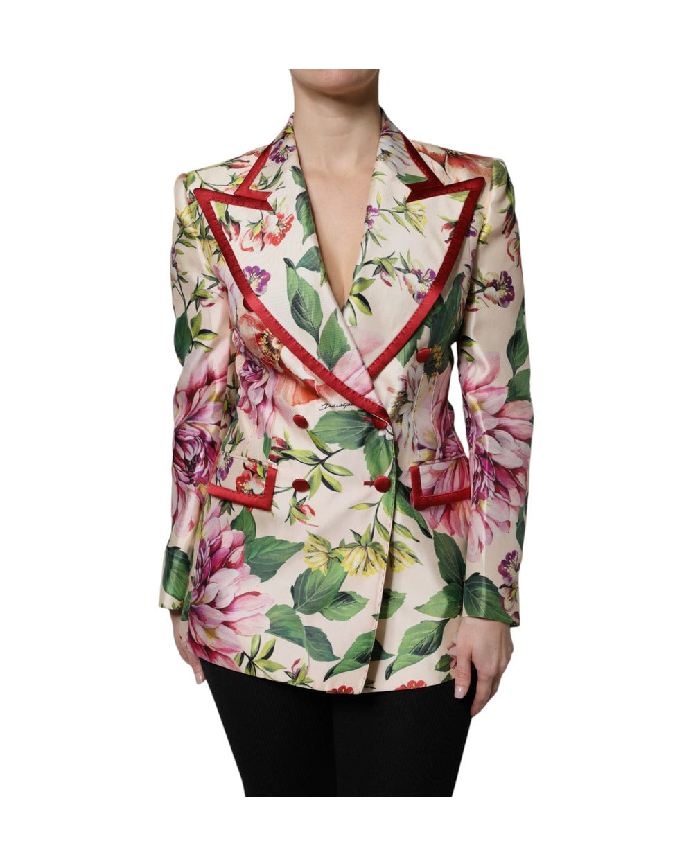 Dolce & Gabbana Multicolor Floral Double Breasted Jacket