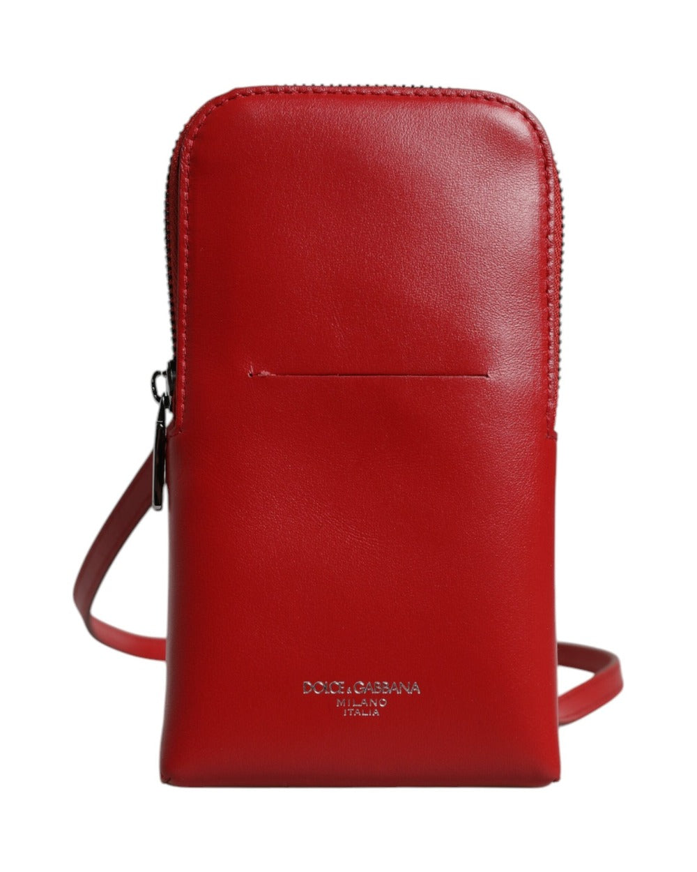 Dolce & Gabbana Red Leather Purse Phone Sling Crossbody Neck Strap Bag