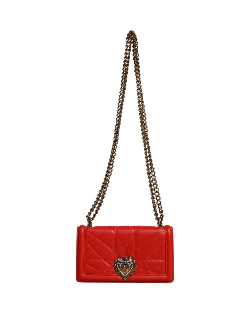 Dolce & Gabbana Red Quilted Devotion Crossbody Chain Phone Cover Bag