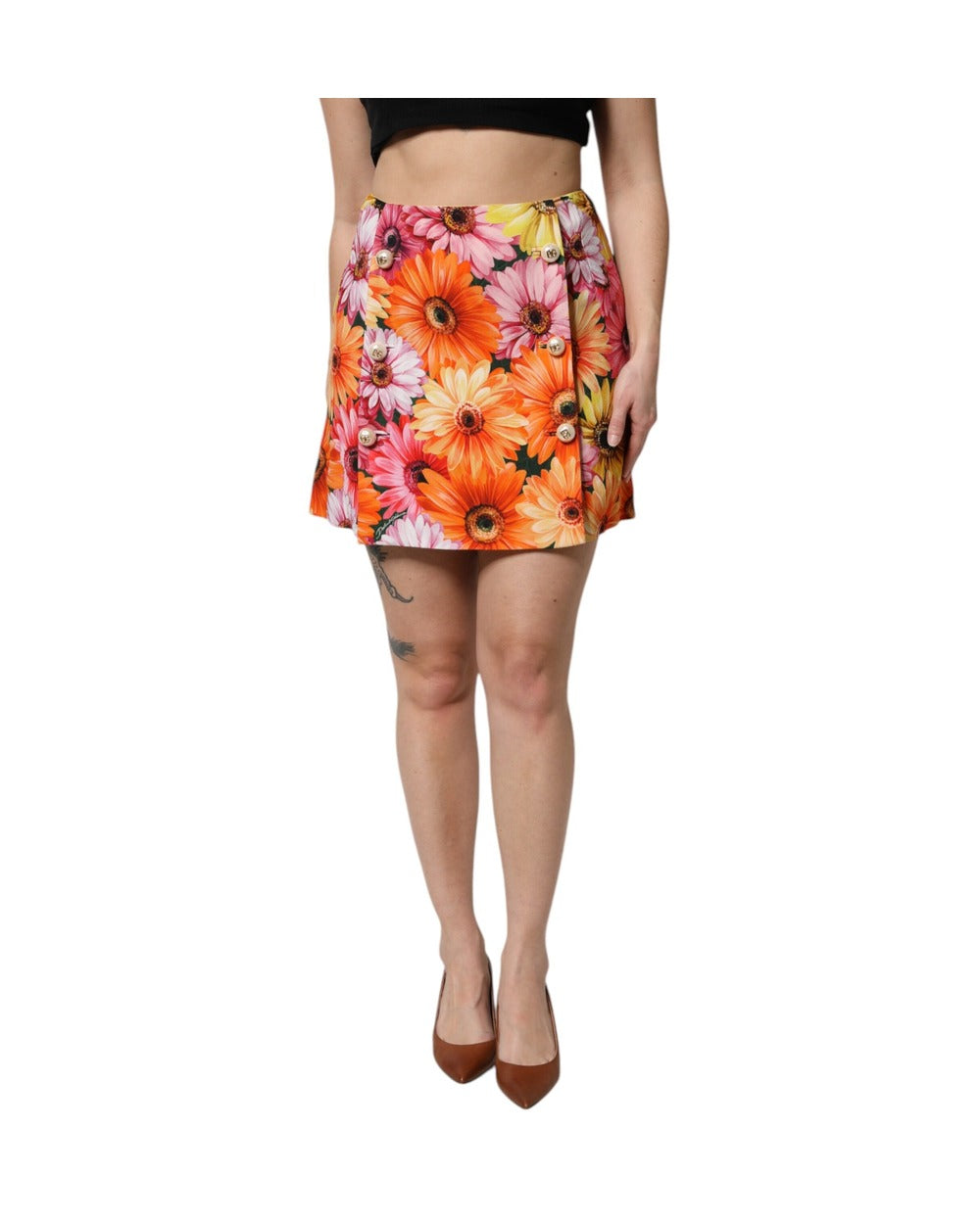 Dolce & Gabbana Multicolor Floral High Waist Mini Skirt