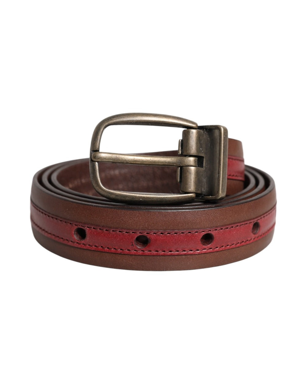 Dolce & Gabbana Burgundy Leather Metal Logo Buckle Belt