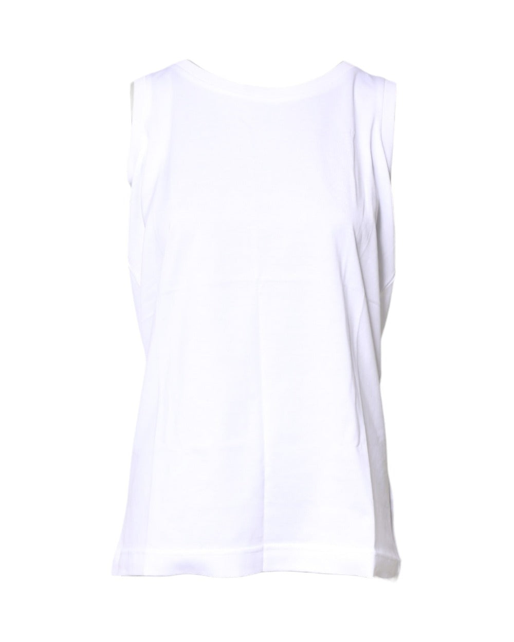 Dolce & Gabbana White Cotton Sleeveless Crew Neck T-shirt