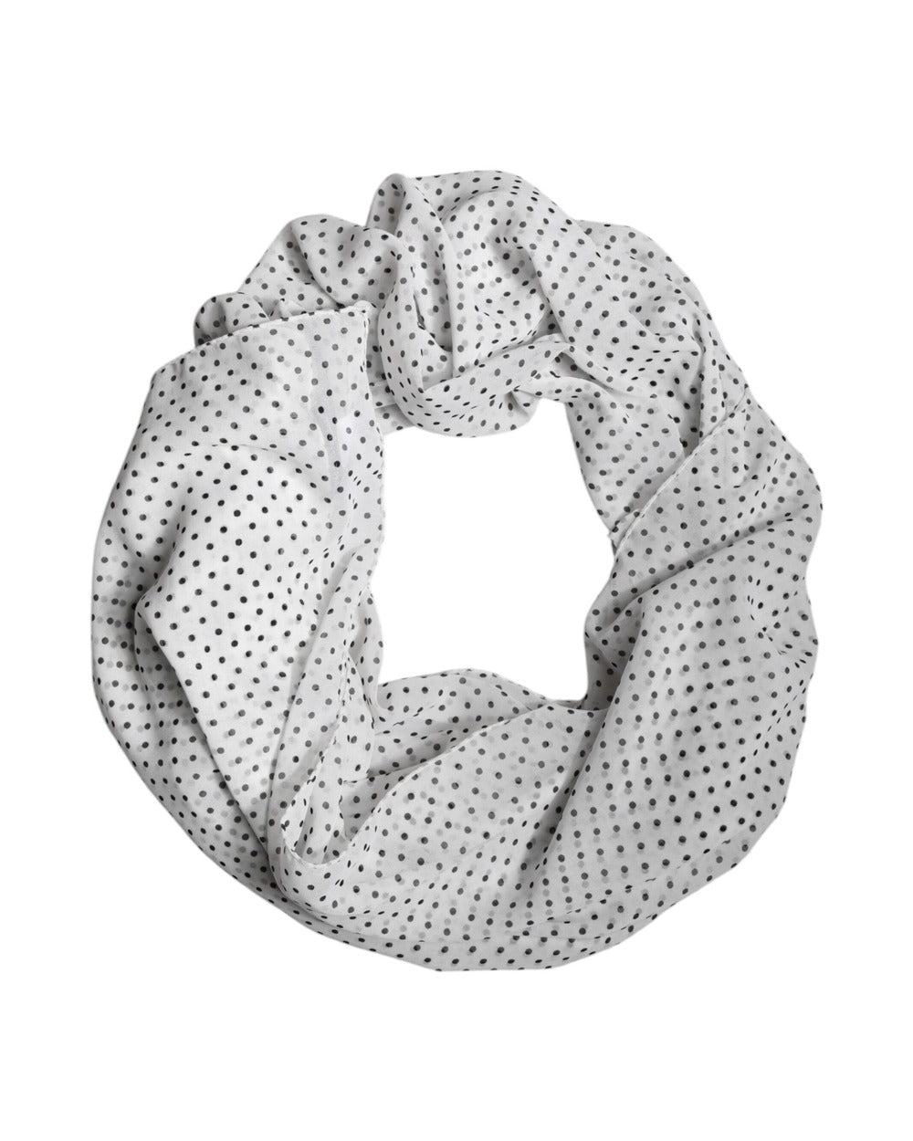 Dolce & Gabbana White Polka Dots Polyester Wrap Shawl Scarf
