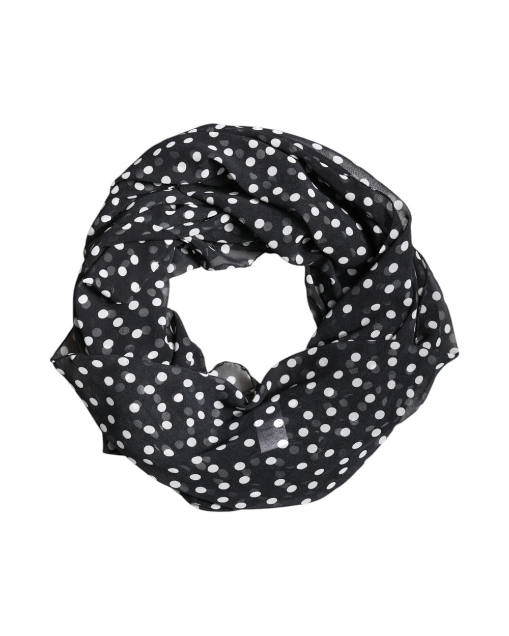 Dolce & Gabbana Black Polka Dots Polyester Wrap Shawl Scarf