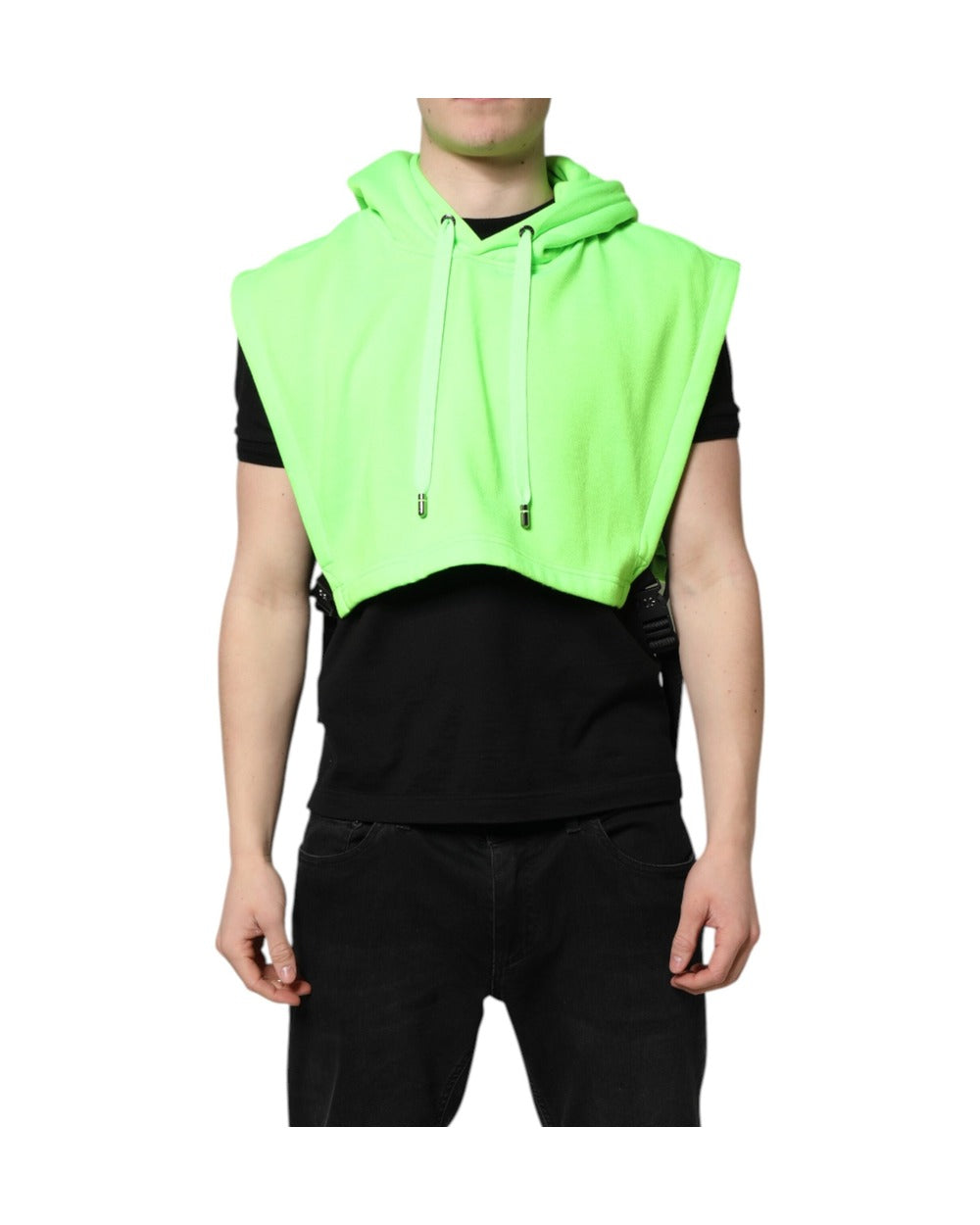 Dolce & Gabbana Green Polyester Hooded Sportswear Vest Sweater