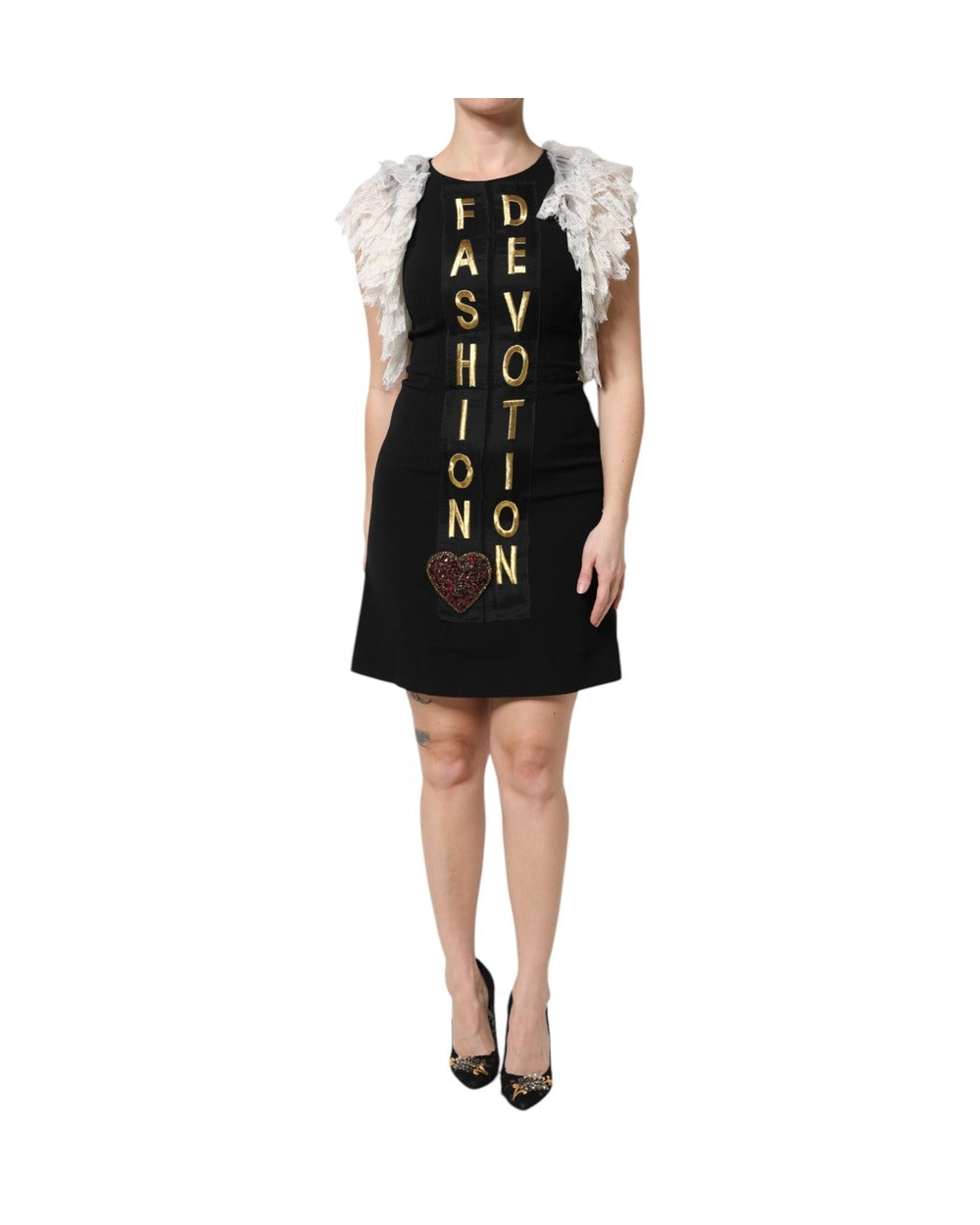 Dolce & Gabbana Black Fashion Devotion Embellish Mini Dress