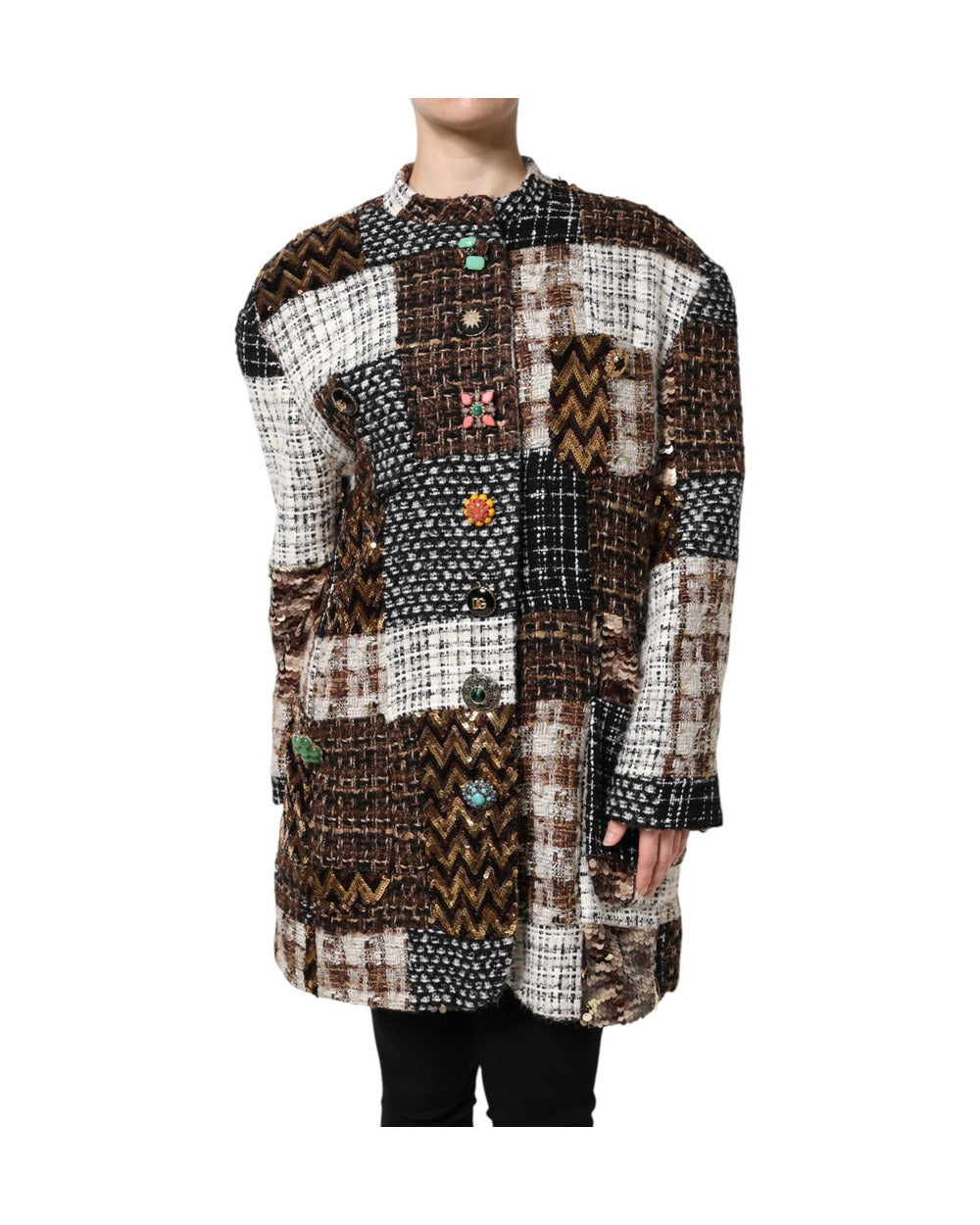 Dolce & Gabbana Multicolor Patchwork Button Down Jacket