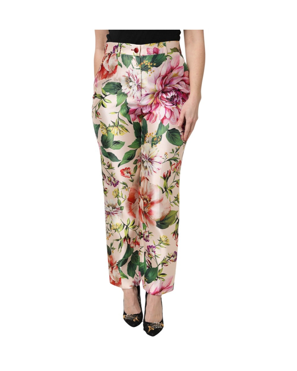 Dolce & Gabbana Multicolor Floral High Waist Straight Pants