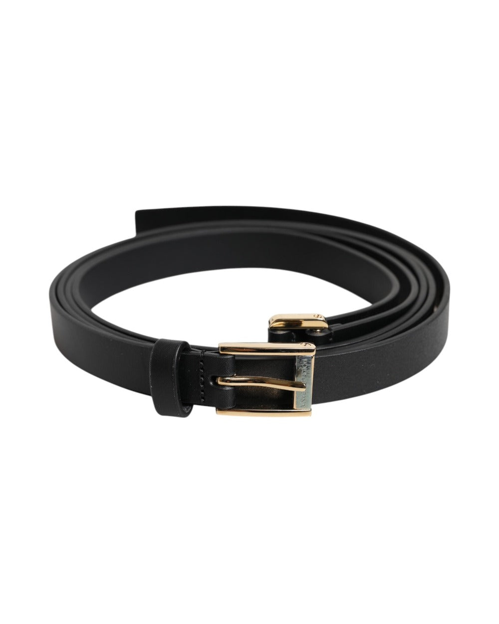 Dolce & Gabbana Black Classic Gold Metal Logo Buckle Belt