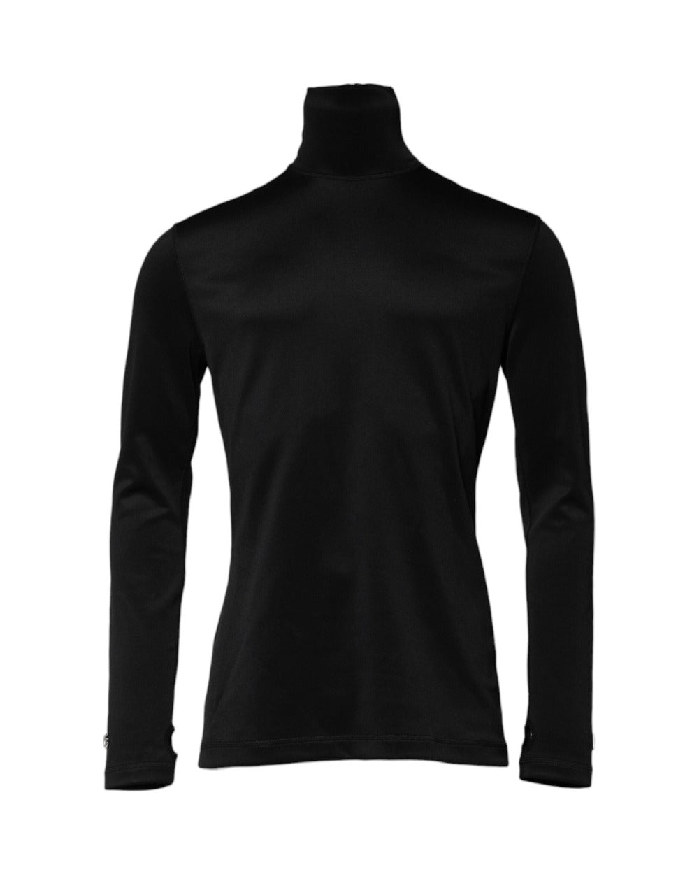 Dolce & Gabbana Black Polyester Turtleneck Pullover Sweater