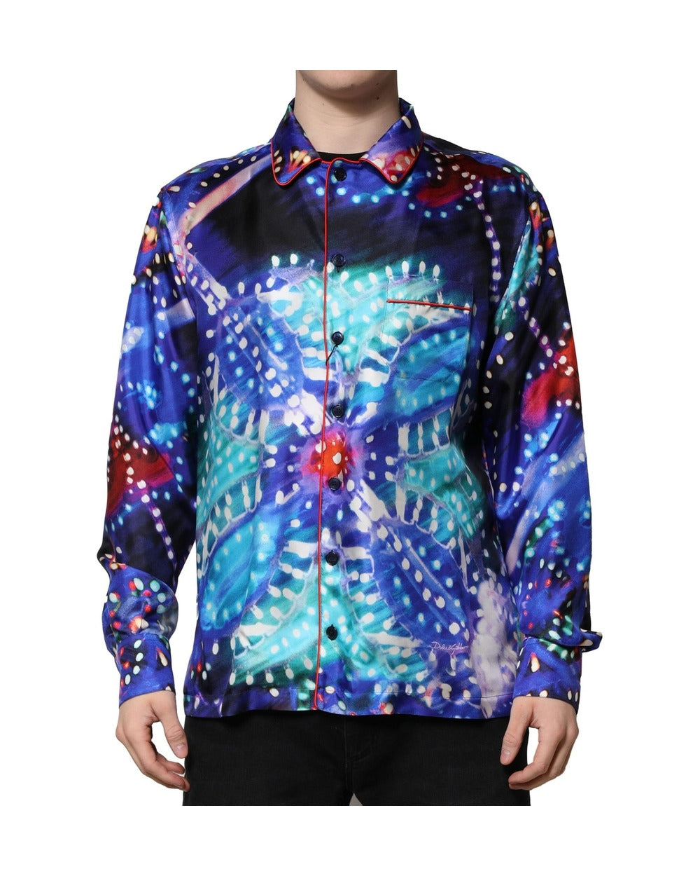 Dolce & Gabbana Multicolor Printed Silk Lounge Casual Shirt