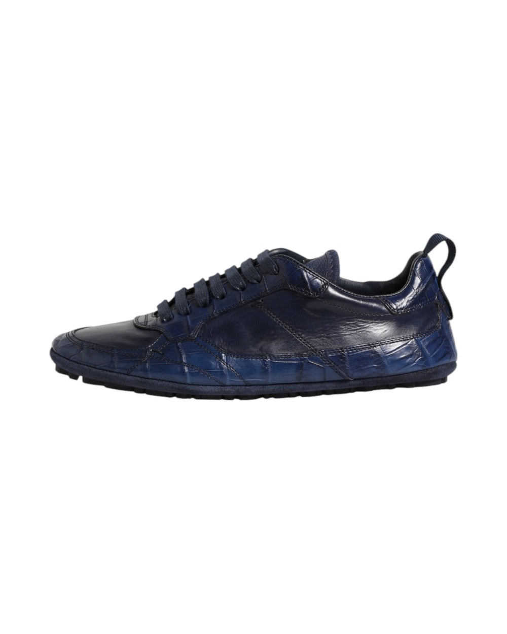 Dolce & Gabbana Dark Blue Leather Low Top Men Sneakers Shoes