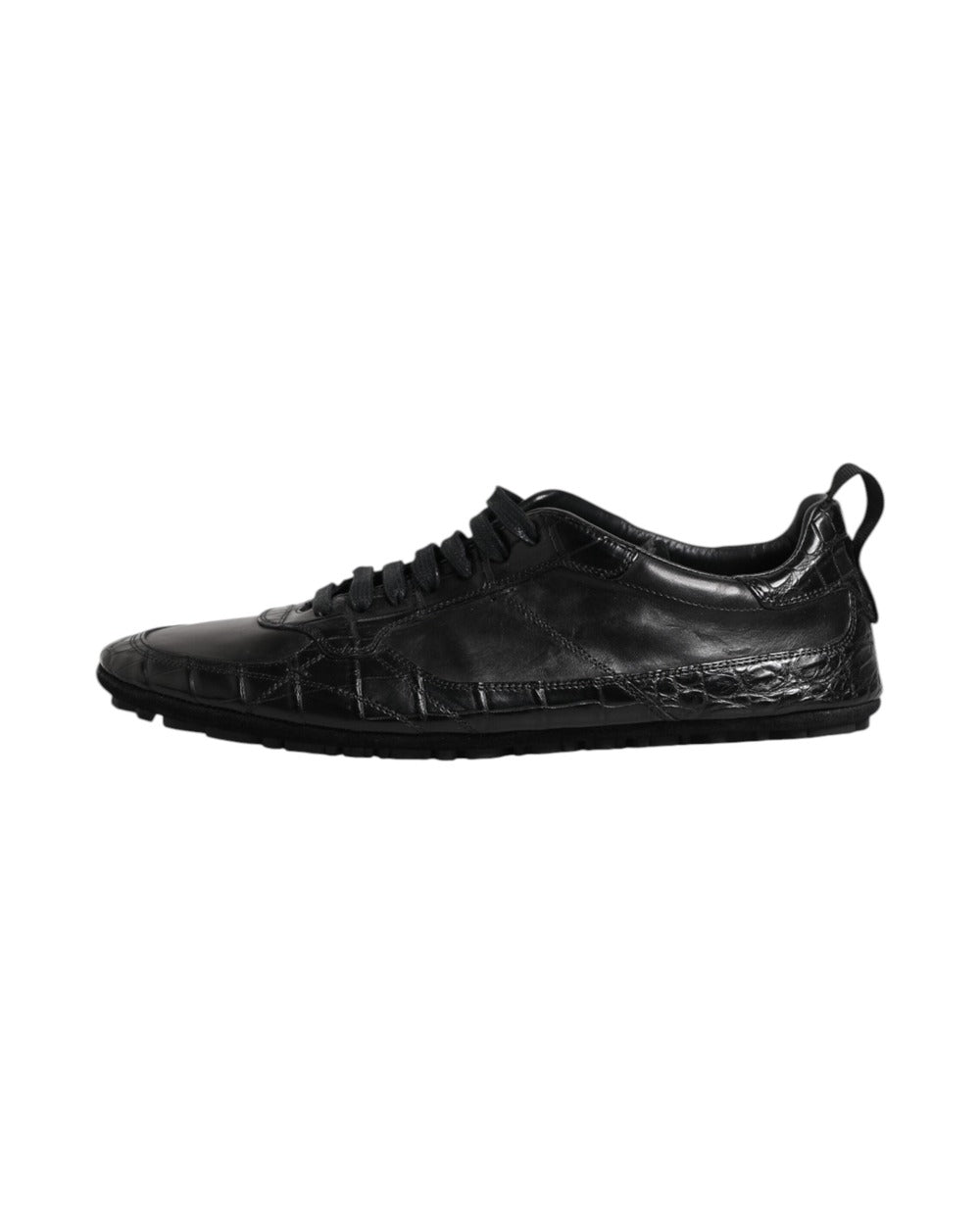Dolce & Gabbana Black Exotic Leather Low Top Sneakers Shoes