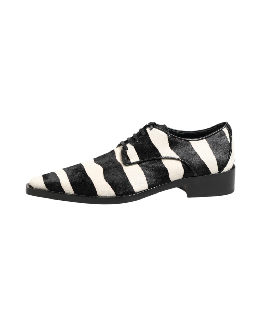Dolce & Gabbana Black White Zebra Pony Fur Dress Shoes