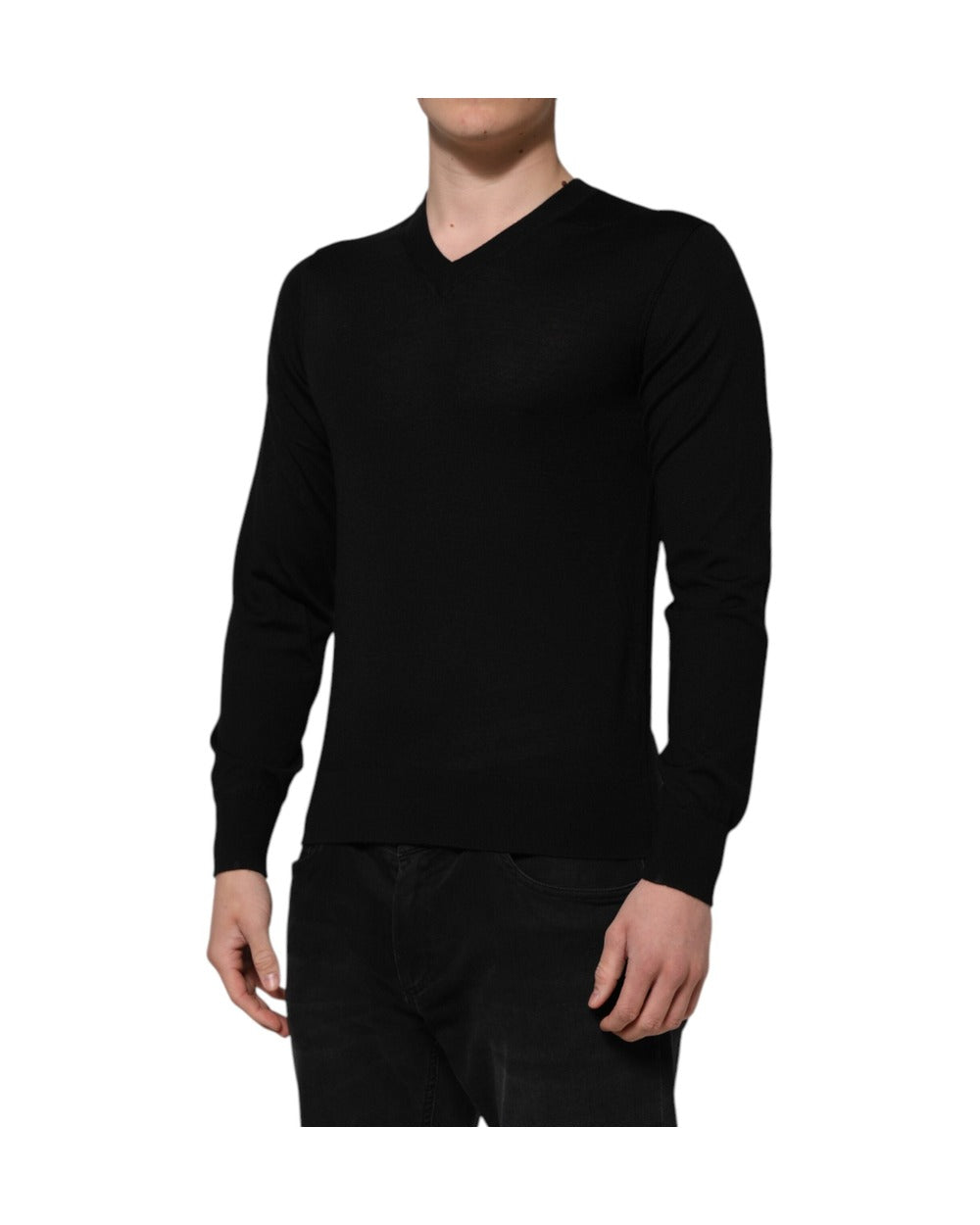 Dolce & Gabbana Dark Gray Embroidered Logo Pullover Sweater
