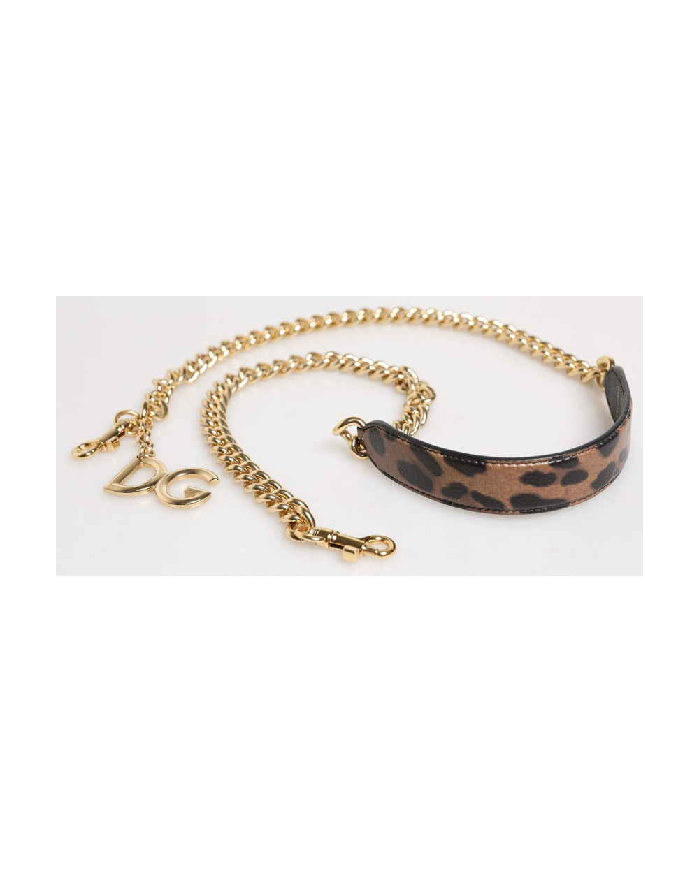 Dolce & Gabbana Brown Leopard Gold Brass Chain Accessory Shoulder Strap