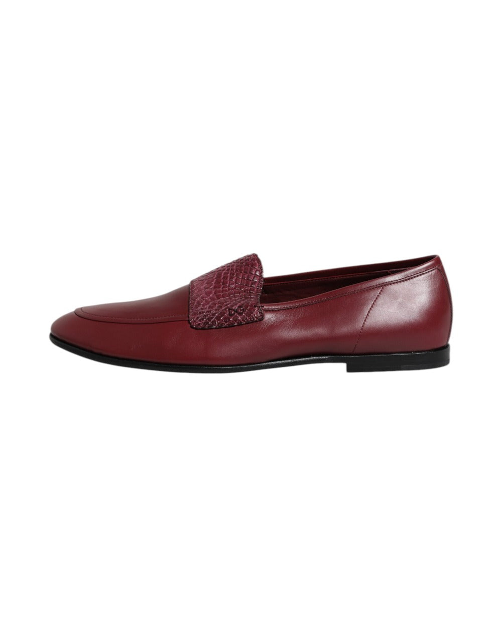 Dolce & Gabbana Burgundy Calfskin Leather Formal Slip On Shoes