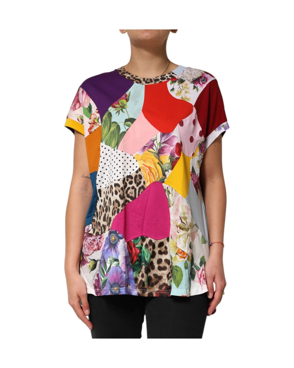 Dolce & Gabbana Multicolor Patchwork Cotton Silk Blouse Top