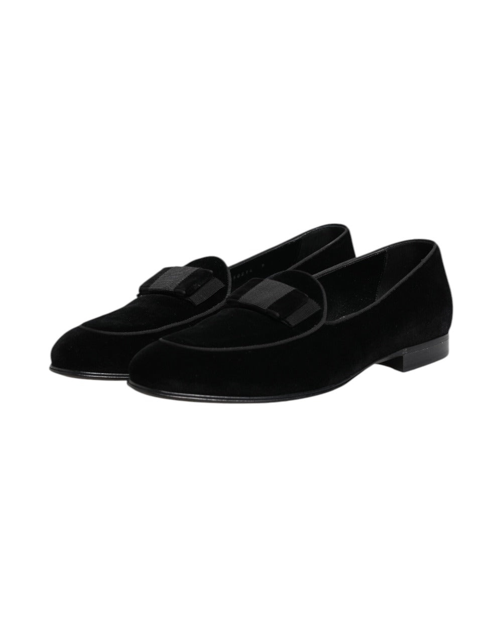 Dolce & Gabbana Black Velvet Loafers Formal Men Dress Shoes